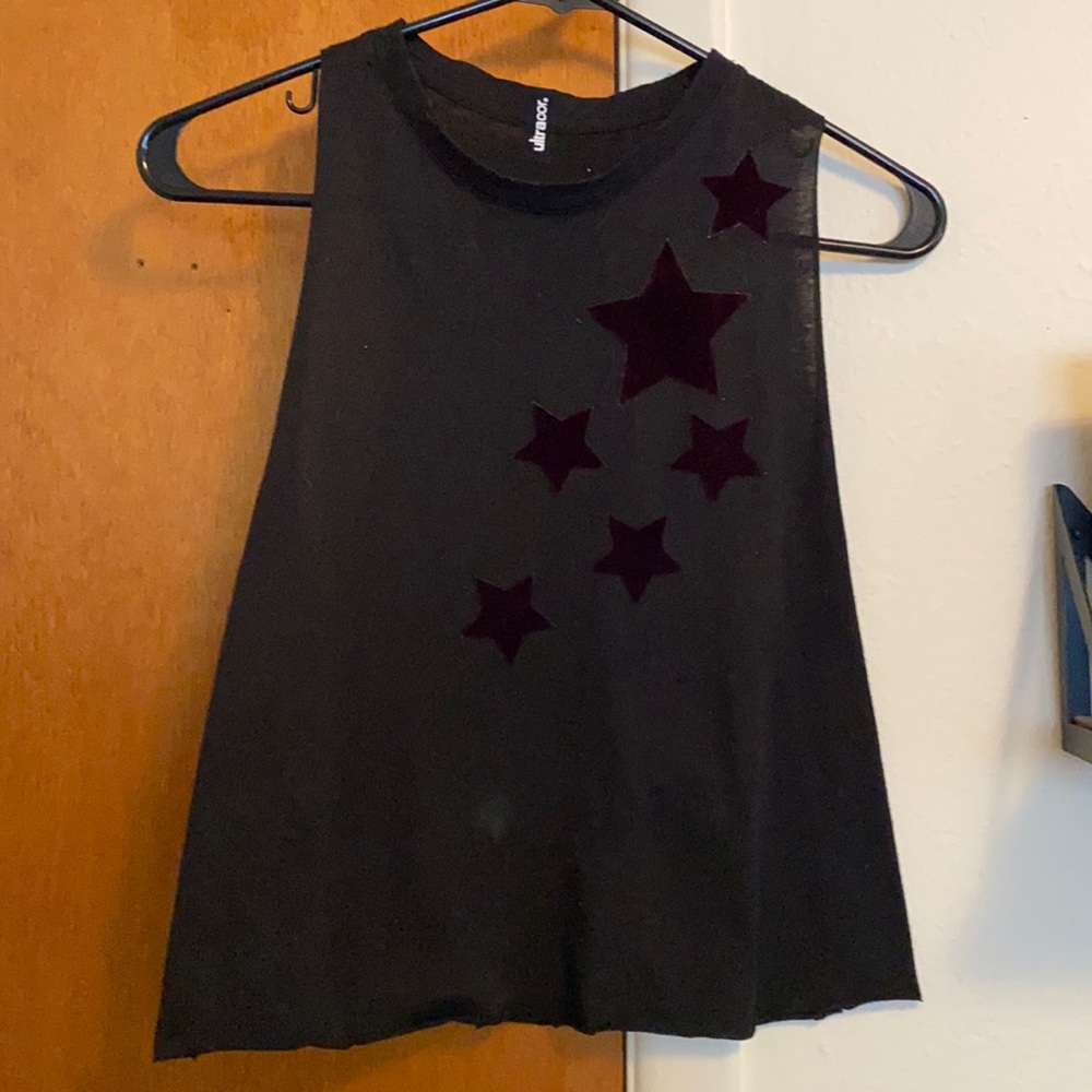 Ultracor racerback tank with purple velvet stars